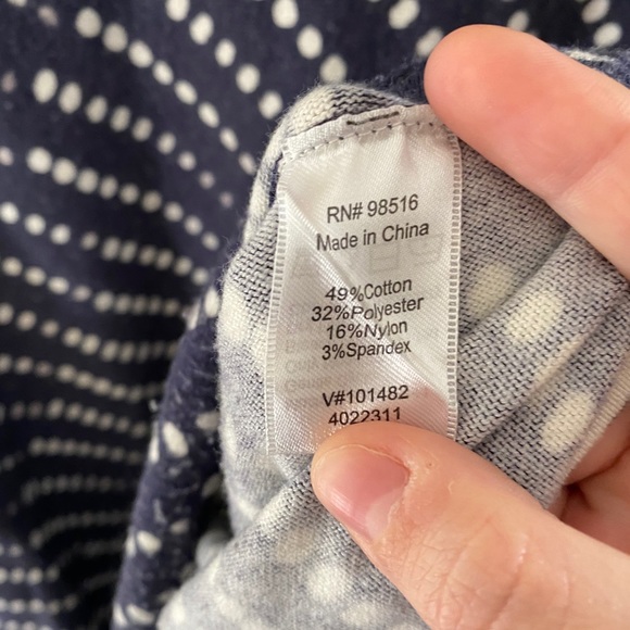 Navy Patterned Sweater with 3/4 Sleeves - Picture 4 of 4